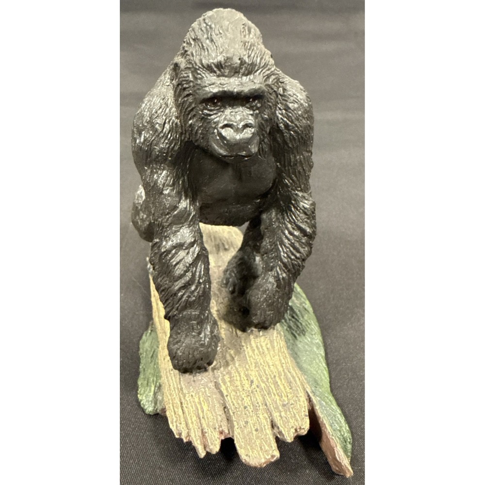 Franklin Mint Gorilla Sculpture Wildlife Collection 4in Black 1987 Silverback - Picture 7 of 11